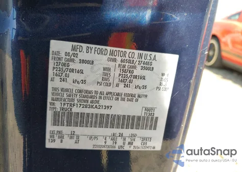 2003 Ford F-150 Xl/Xlt z USA, uszkodzony, nr VIN 1FTRF17283KA21397